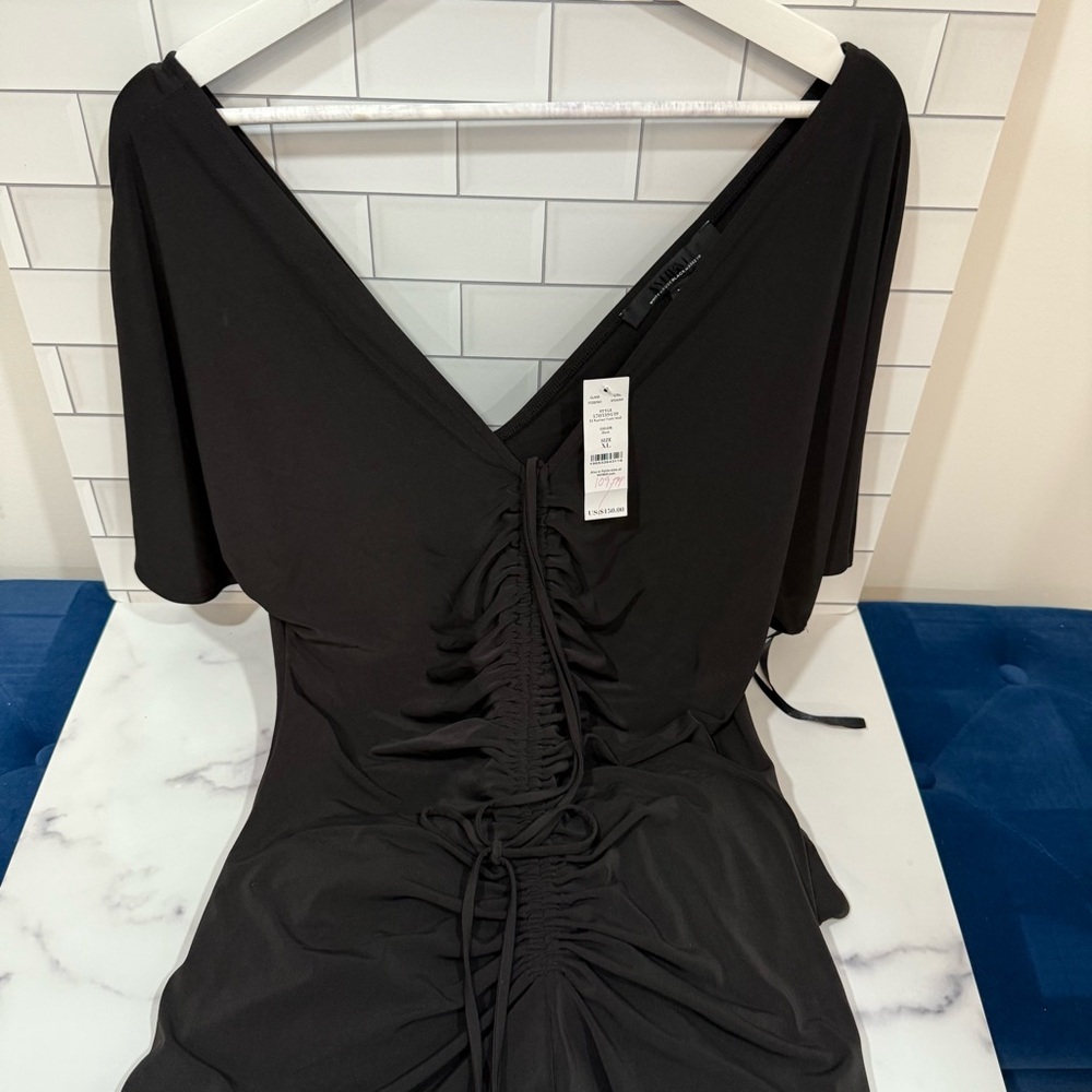 Elegant Black Ruched Dress